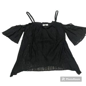 Love Fire Black Lace Bare Shoulder Blouse Women's Small